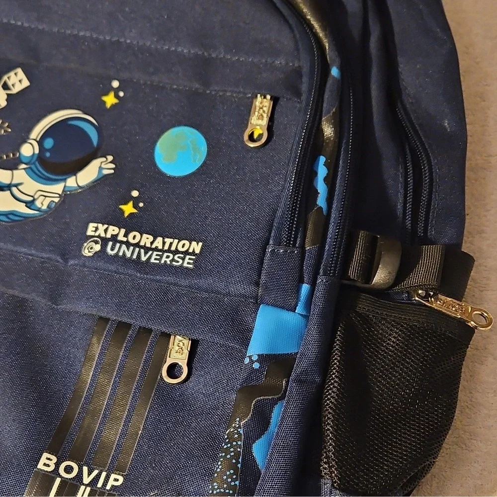 BOVIP Astronaut Space Kids Backpack Blue Medium Polyester Adjustable Strap